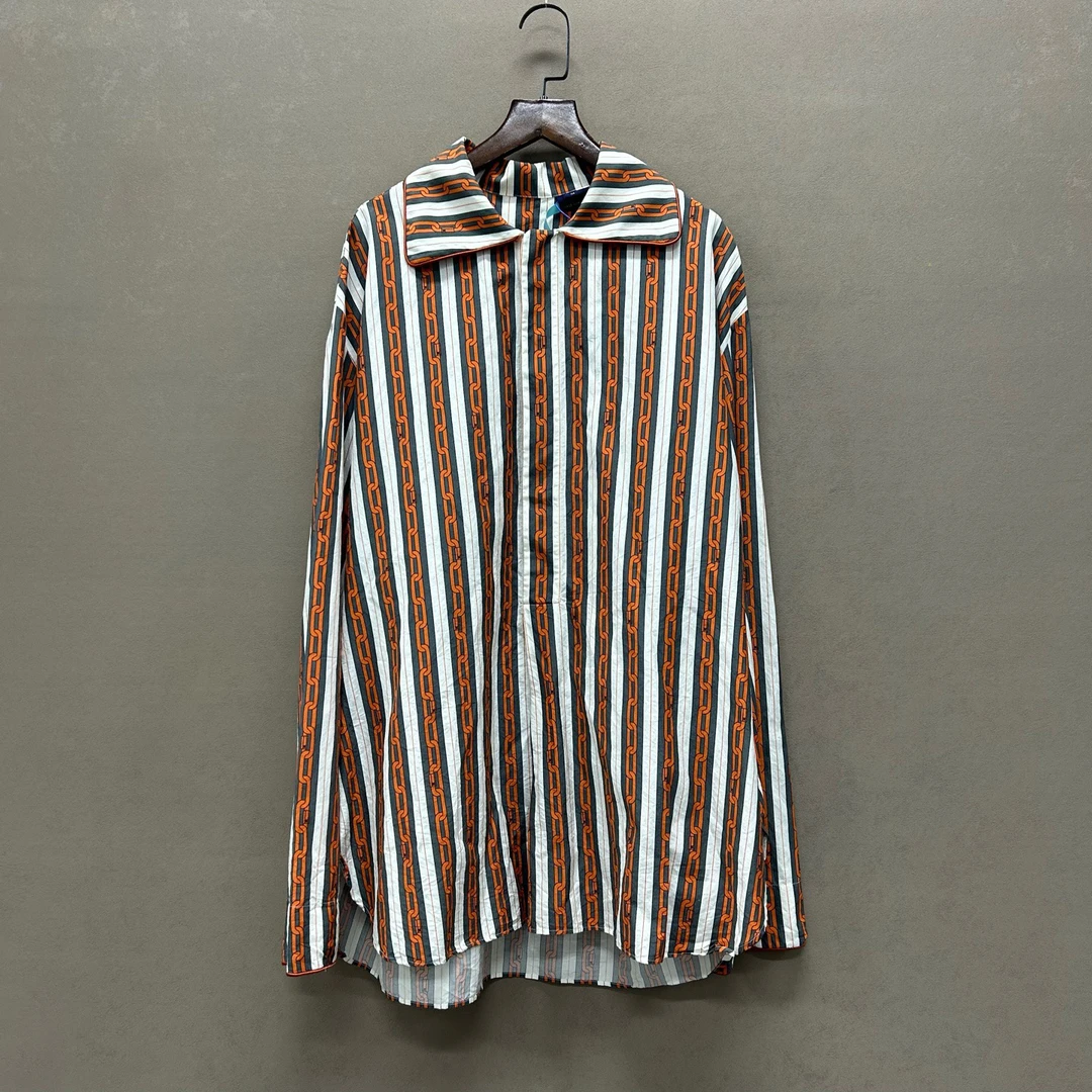 99新 LouisVuitton/路易威登 （pm）条纹链条长袖衬衫 M码 ys000133