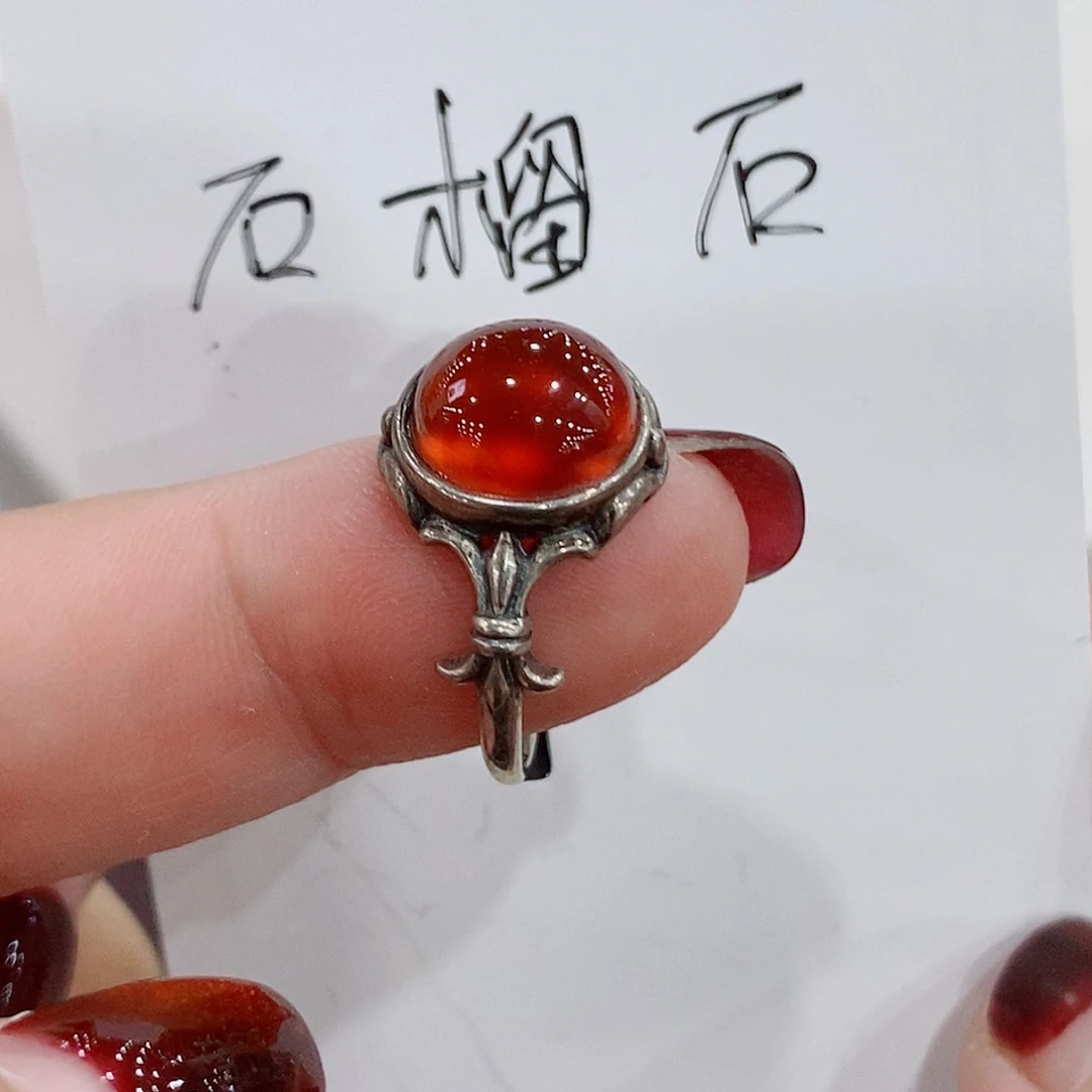 银S925镶嵌蛇纹石玉戒指