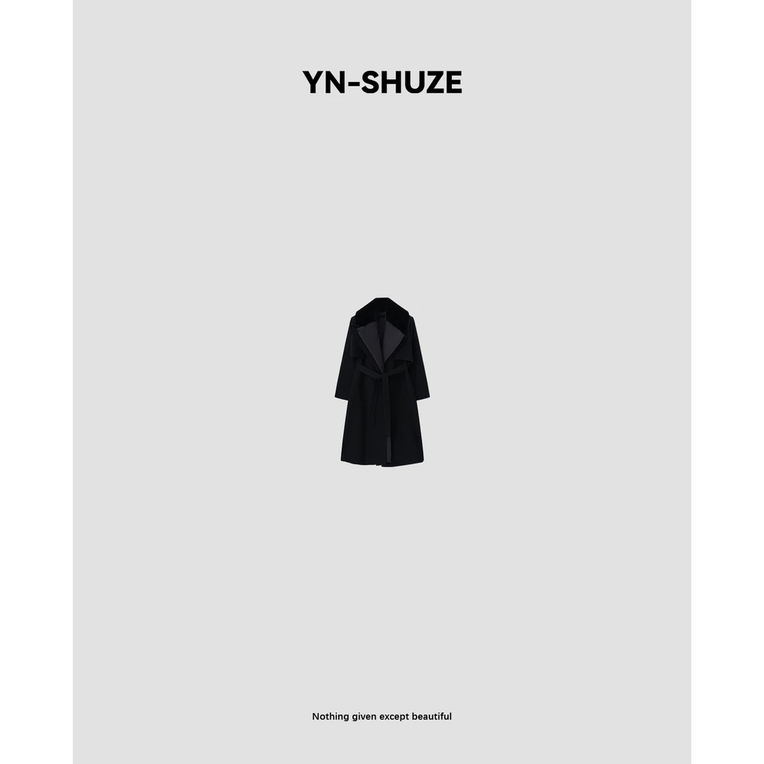 YN-SHUZE【劳拉女士】高定兔绒毛领连帽长款鹅绒外套SZ-YNB-5586