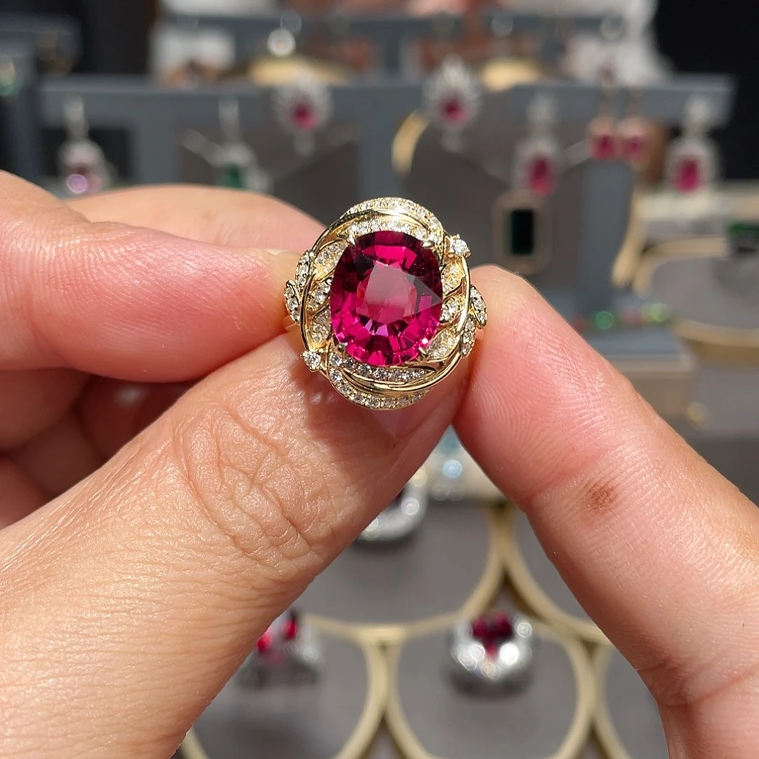 18K金镶嵌戒指碧玺4.71ct