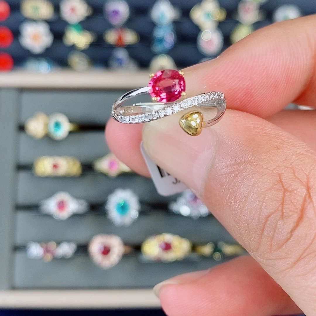 尖晶石戒指银S925镶嵌