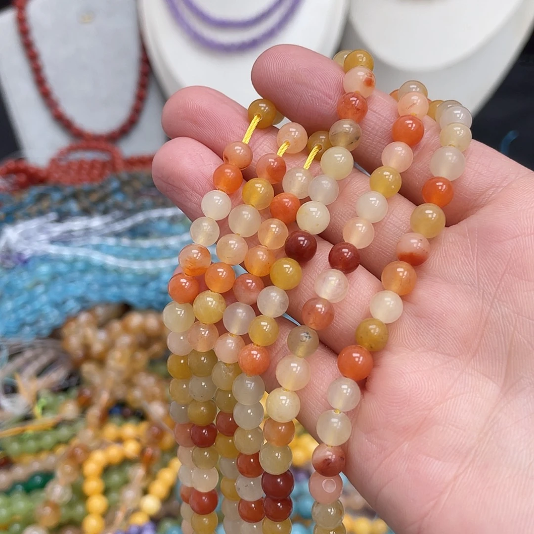 玛瑙/玉髓未镶嵌半成品金丝玉6m散珠