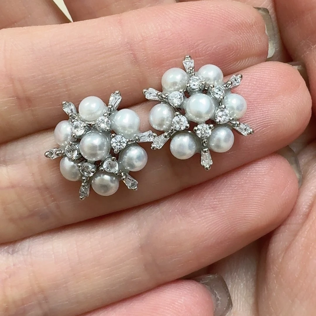 淡水珍珠耳饰合金