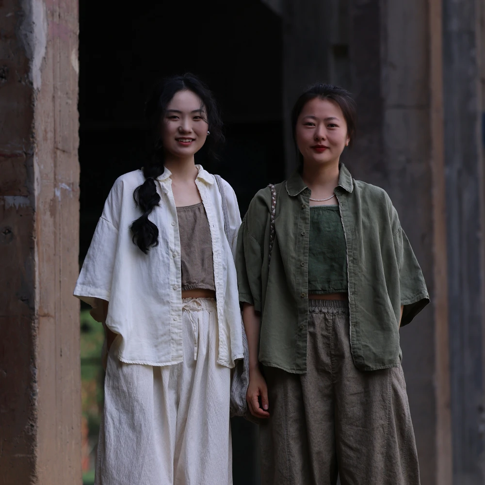 衣路走来原创设计2025亚麻简约文艺短款百搭吊带D8737