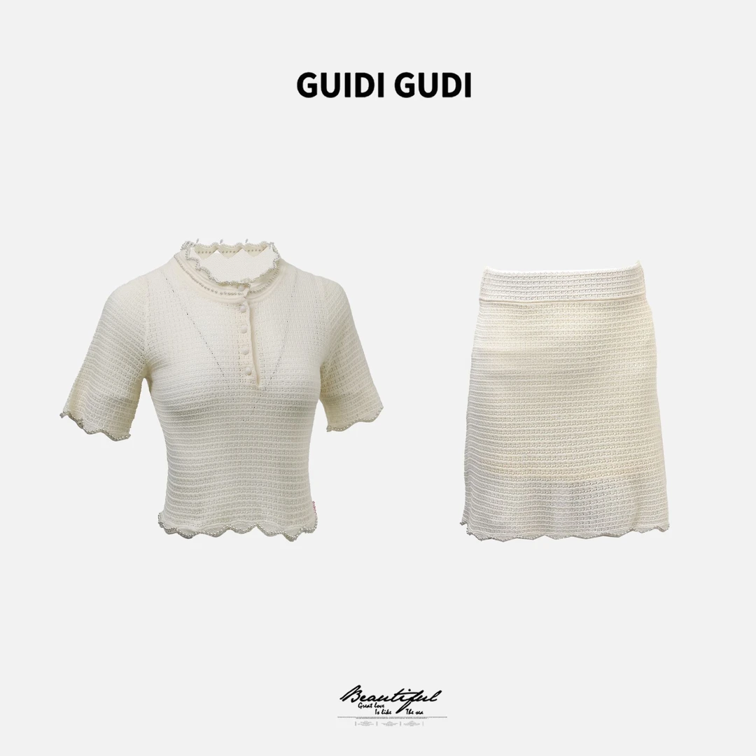 GUIDI GUDI【突如其来】黄加蓝两件套T恤+半裙套装