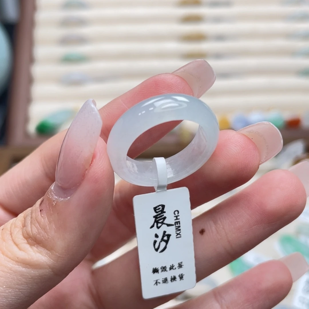 翡翠未镶嵌戒圈a26港圈14白月光