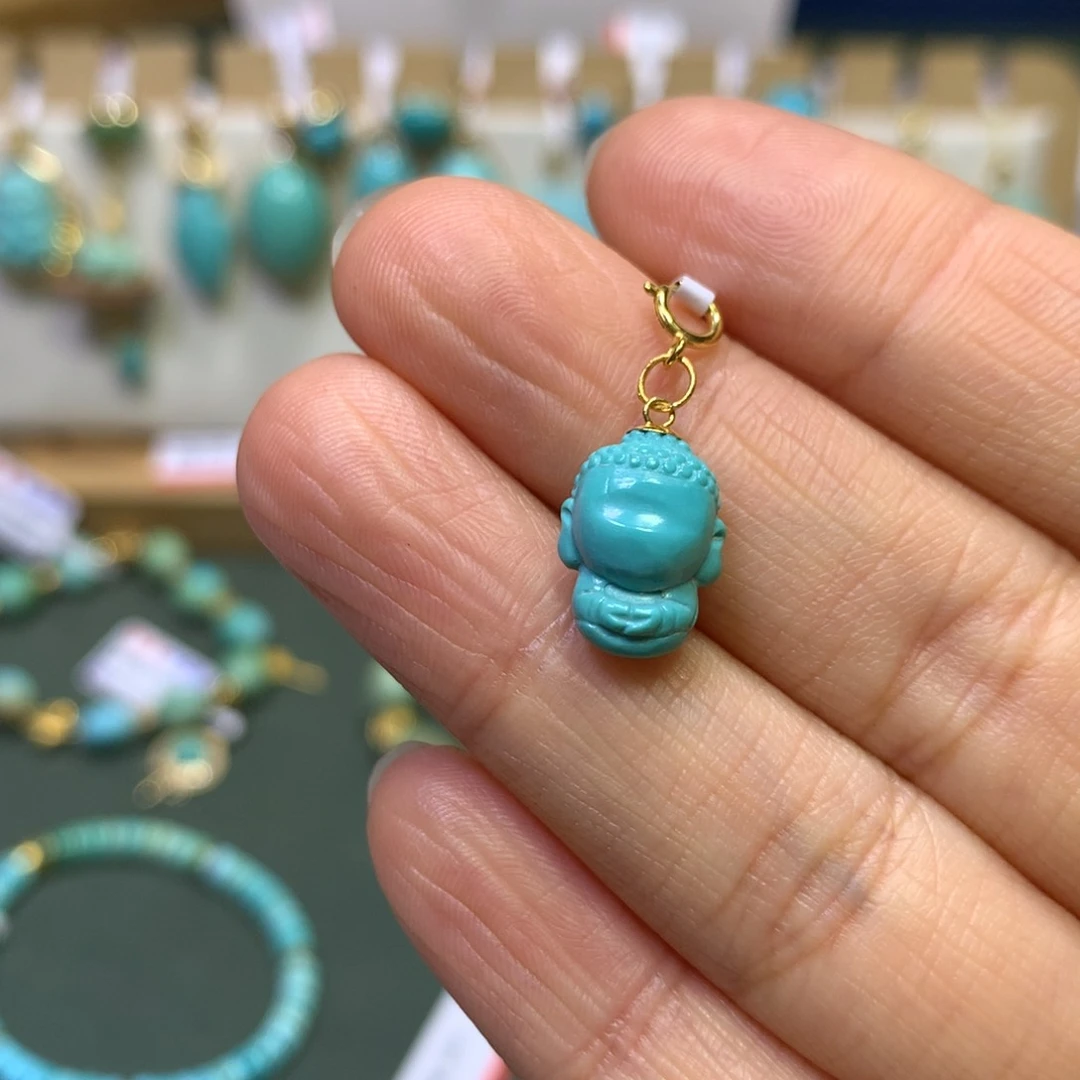 绿松石挂件18K金镶嵌