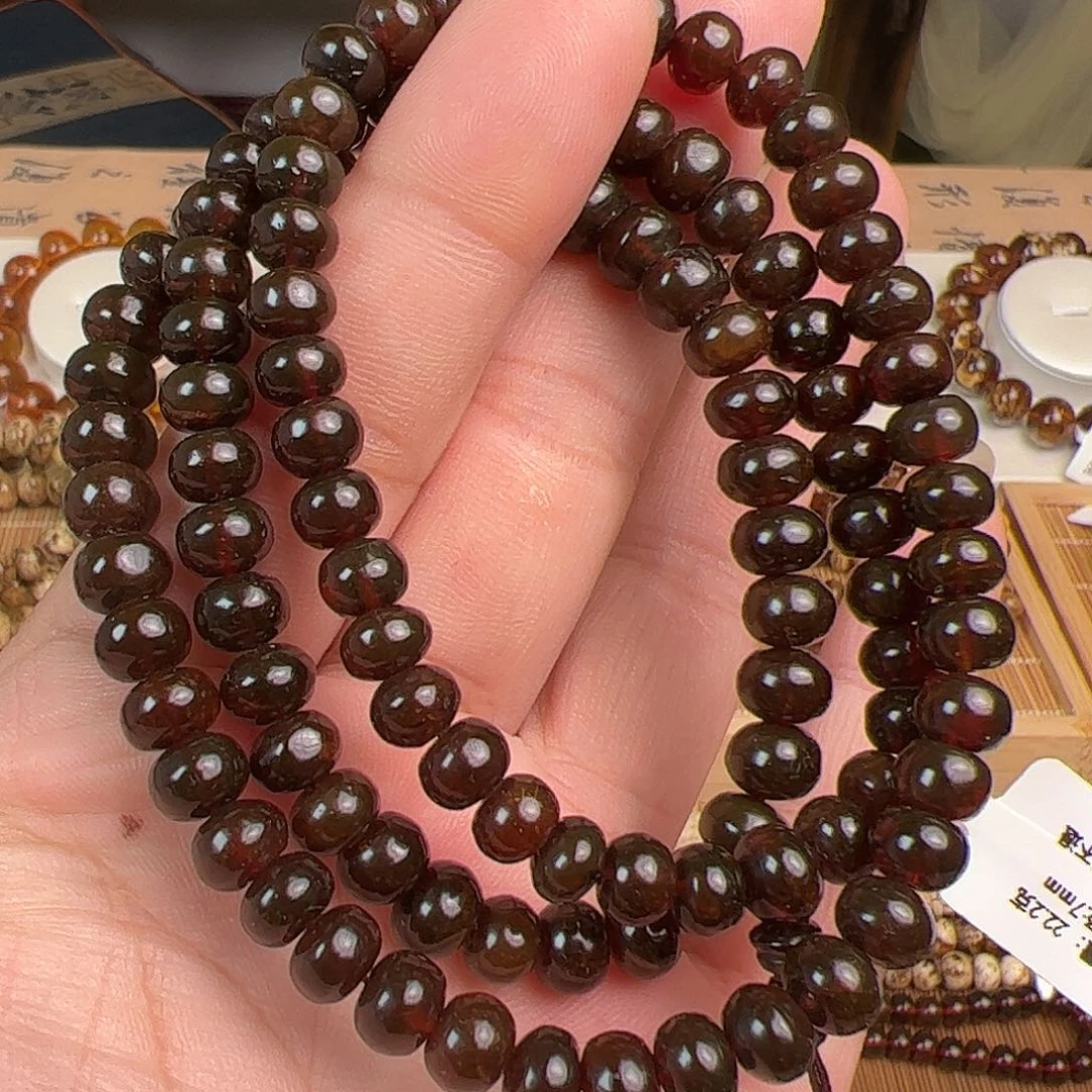 铂***砳琥珀未镶嵌手链7M顶血车厘子