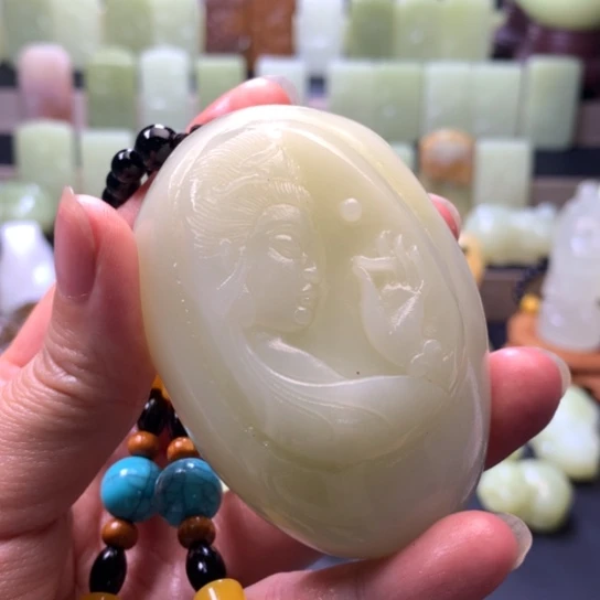 石材方解石手把件