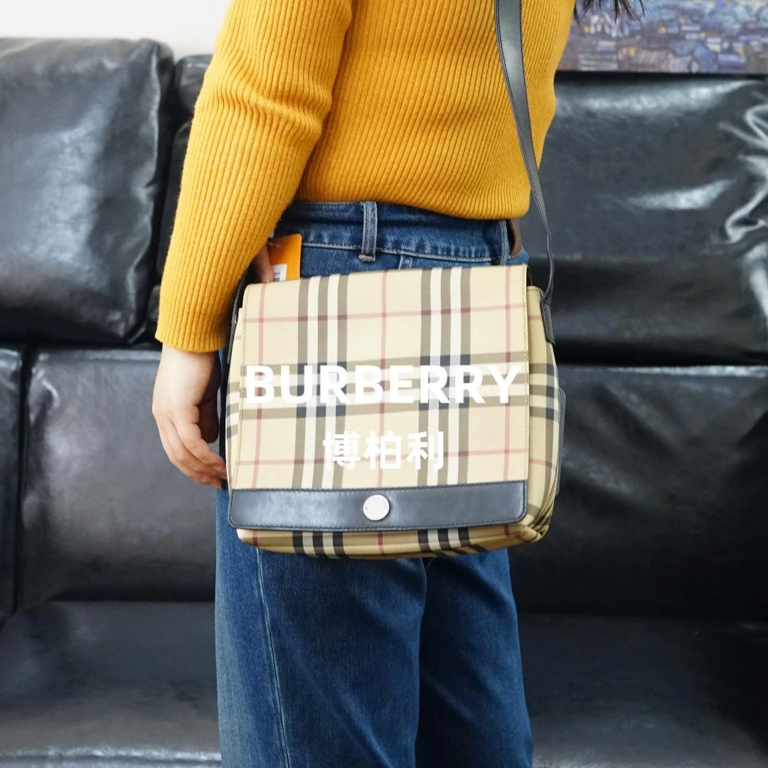 95新 BURBERRY/博柏利 巴宝莉/格纹单肩包/MS01606068/6068