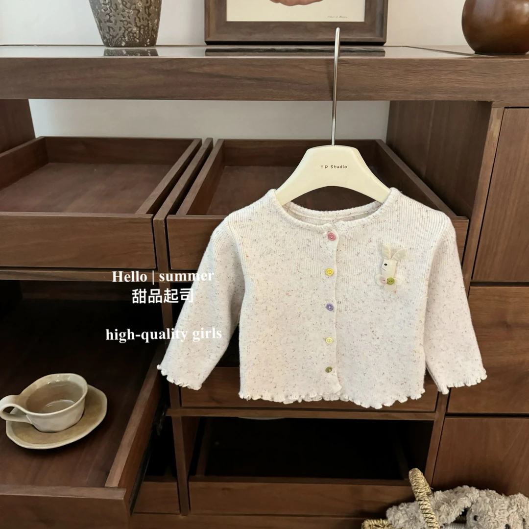 【甜品起司】点点纱！女童针织开衫春装可爱兔子女宝宝百搭洋气外套