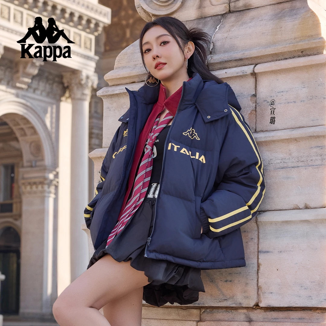 【宣璐同款】KAPPA冬季加厚潮流情侣冬季保暖长袖连帽宽松羽绒服