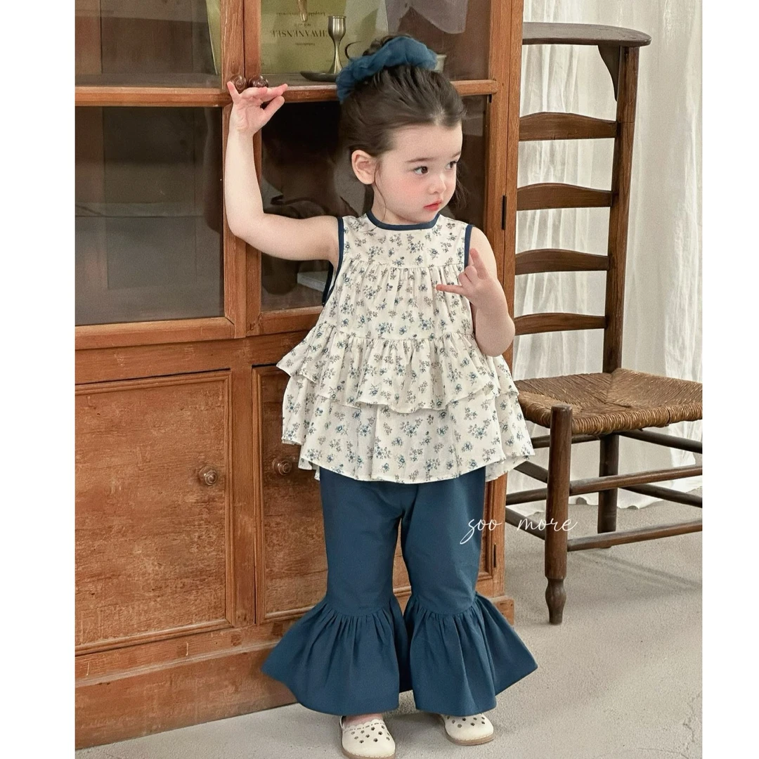 童装2025新款女童韩版吊带碎花上衣裤子分体两件套女宝宝衣服