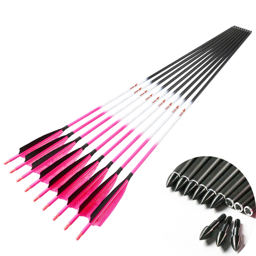 林派 弓箭射箭碳箭6.2mm荧光系列直度千三反曲复合用箭支