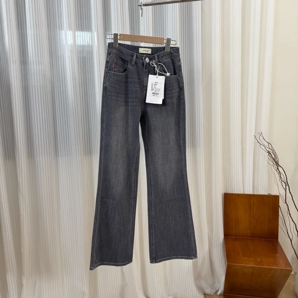 078# 四面弹 高级灰色系精致剪裁工艺 显瘦微喇叭超模女神牛仔裤