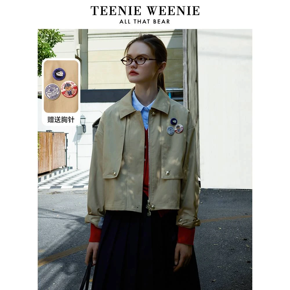 *TeenieWeenie小熊25春新派简约休闲短款风衣夹克外套TTJJ256307N