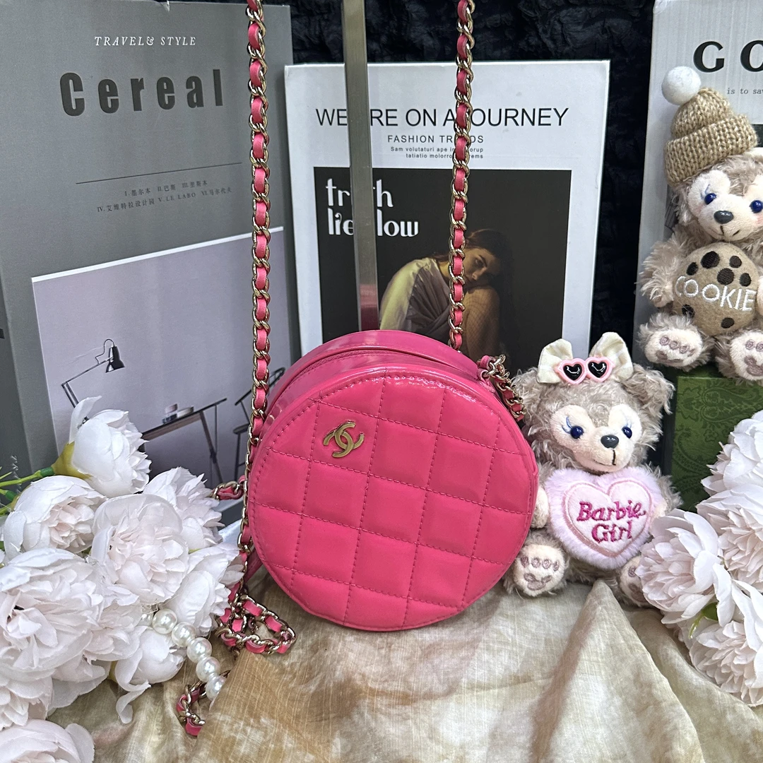 95新 Chanel/香奈儿 Chanel香奈儿粉色小圆饼 超级小巧可爱百搭