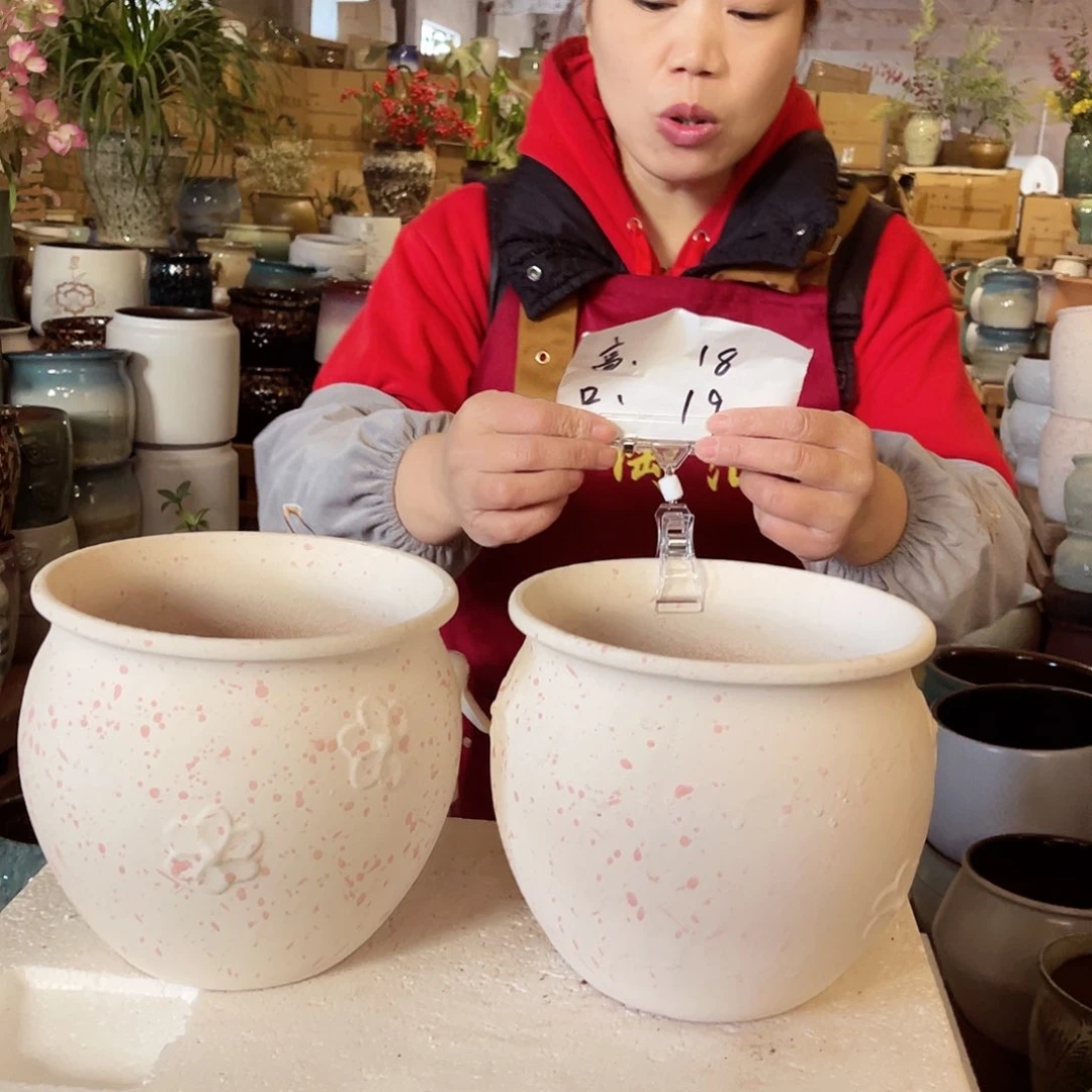 紫砂花盆高度18口径19