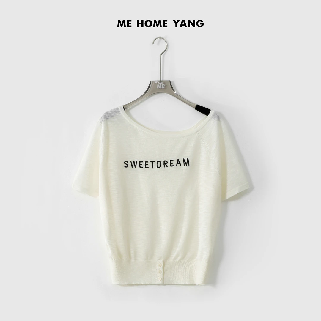 ME【甜梦】松弛肌理感透气显瘦舒适时尚百搭弹力短袖针织衫MESS3594