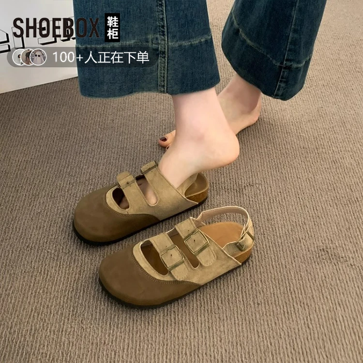 SHOEBOX鞋柜厚底勃肯鞋包头凉鞋女夏外穿2025新款时尚罗马凉拖