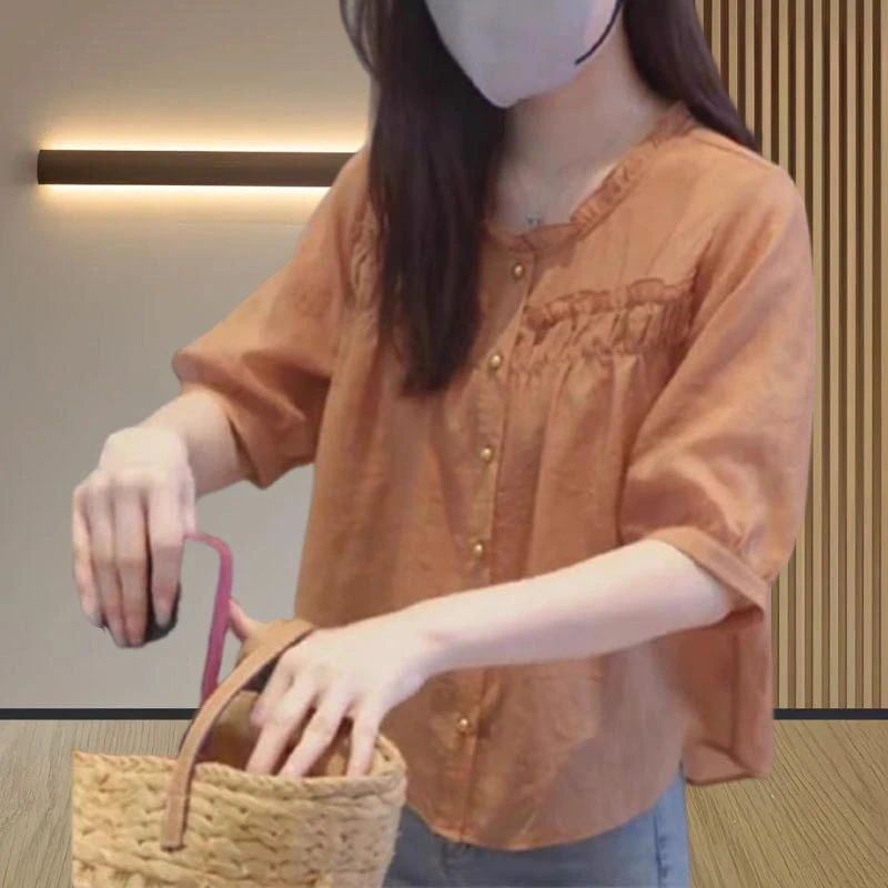 通勤衬衫短袖时髦高级感休闲风上衣ins风2025年夏季新款女装简约