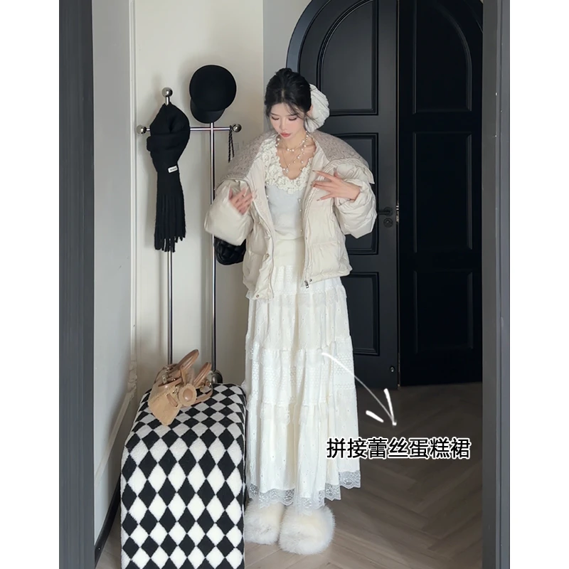 孙妍新款【奶芙蛋糕裙】甜美减龄感蕾丝拼接蛋糕裙半身裙女新款