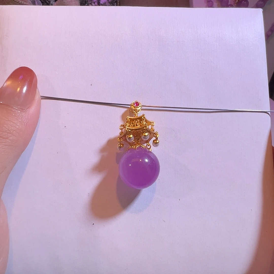 吊坠锂辉石银S925镶嵌15.9咪冰透猫眼紫锂辉龙珠吊坠顶配收藏级