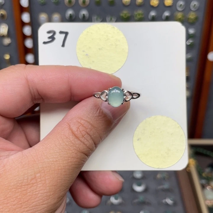 银S925镶嵌戒指翡翠翡翠37