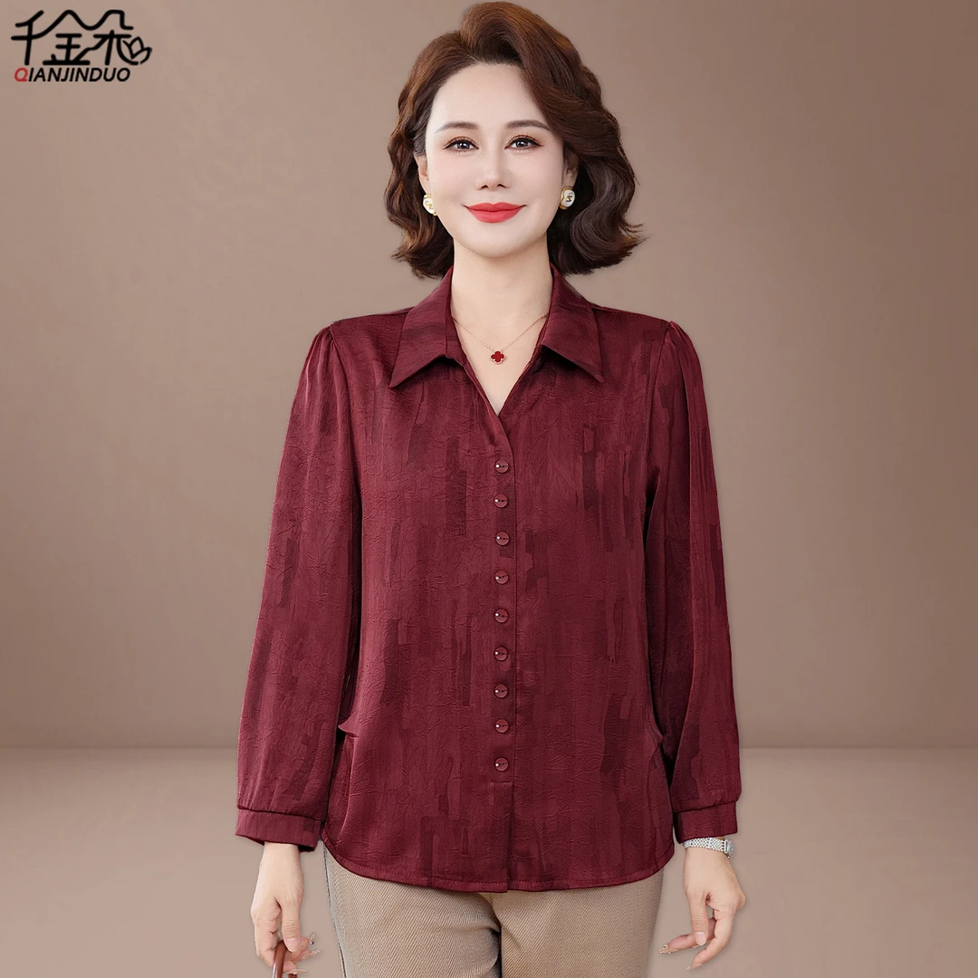 妈妈装秋装套装2025新款洋气中老年女春秋季长袖衬衫时尚品牌上衣