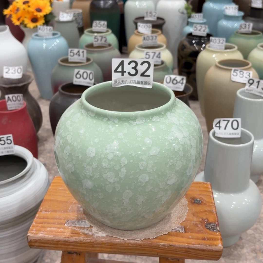 摆件432 景德镇陶瓷花瓶高18口11