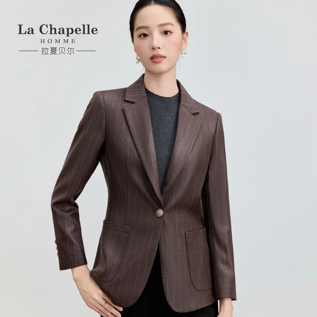 【低调奢感】仿皮质感透气条纹西装外套拉夏贝尔.TS9001.TSD她