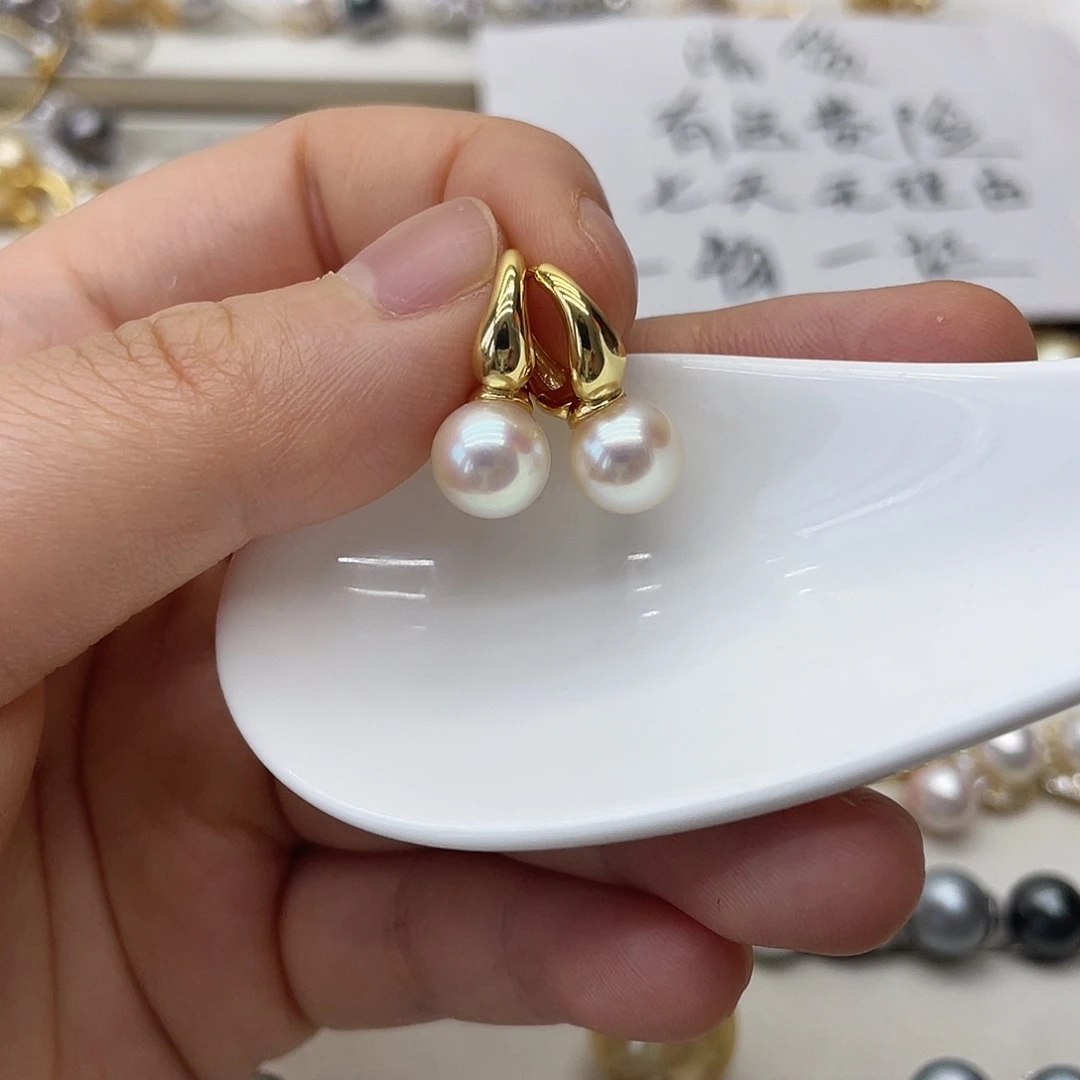 银S925镶嵌海水珍珠耳饰