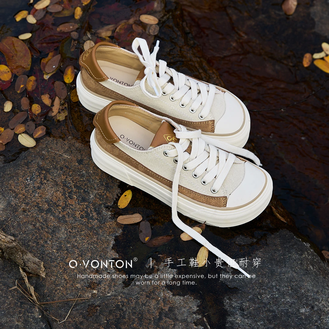 青婉田撞色厚底帆布鞋女春大头丑萌复古板鞋女小众设计运动休闲鞋
