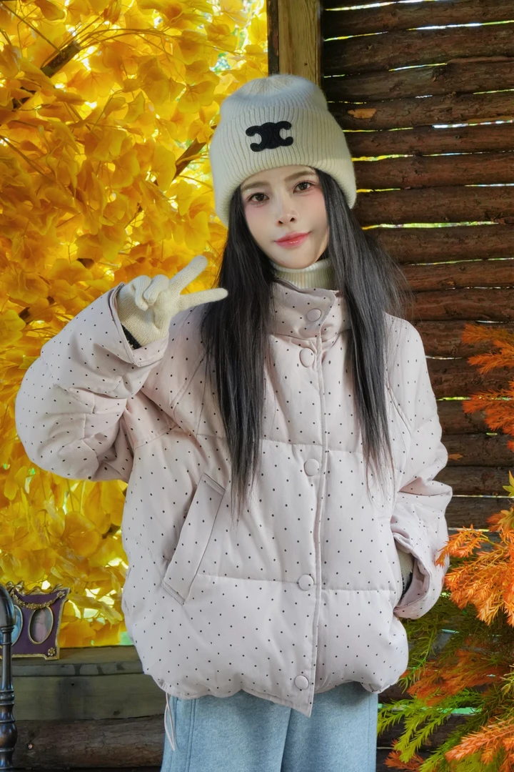 宿慕SUMU 女款波点羽绒服11-24冬款新款时尚休闲羽绒服A16067