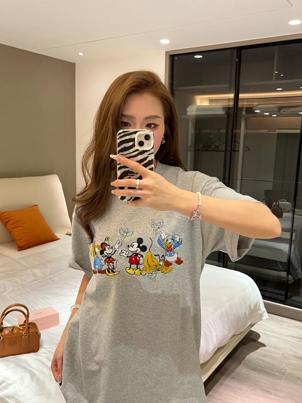 【米奇万针刺绣】新款重磅卡通米奇刺绣原创设计T恤情侣同款短袖