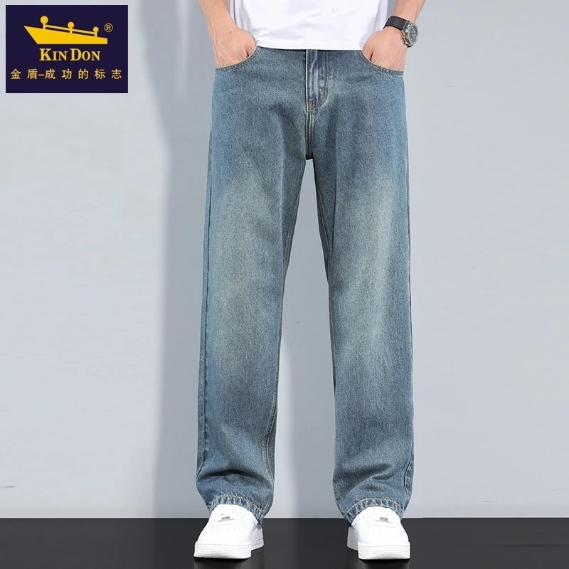 金盾高端牛仔裤男士宽松直筒2025新款春夏季大码男裤弹力休闲长裤