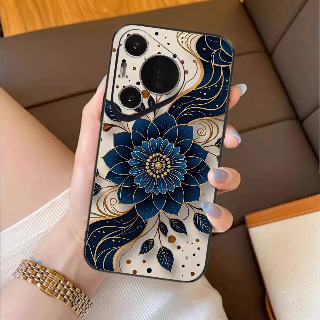 蓝金繁花适用华为pura80手机壳高级感新中式80pro+女70ultra防摔