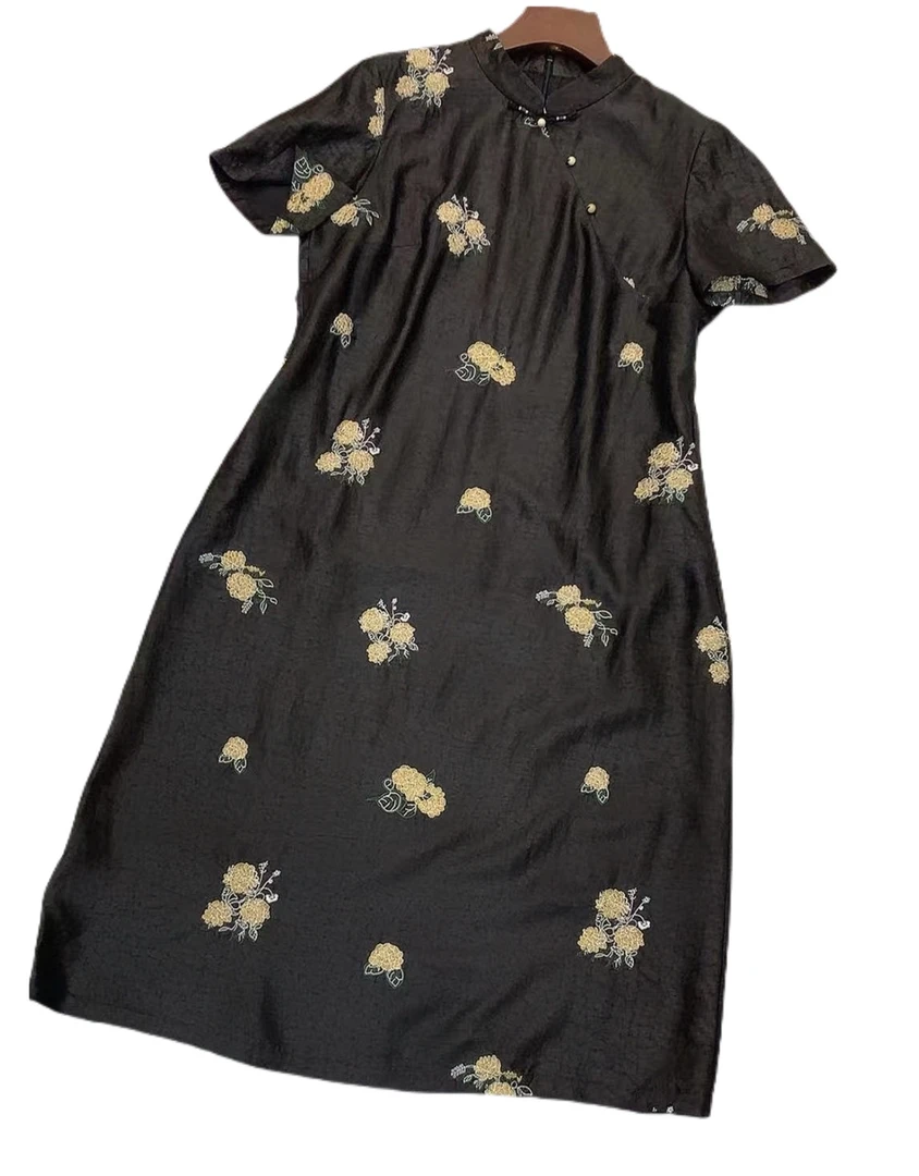 【奥兰多多&杨子家轻奢定制】中式刺绣连衣裙251725