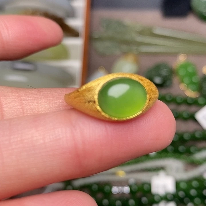 和田玉银S925镶嵌戒指