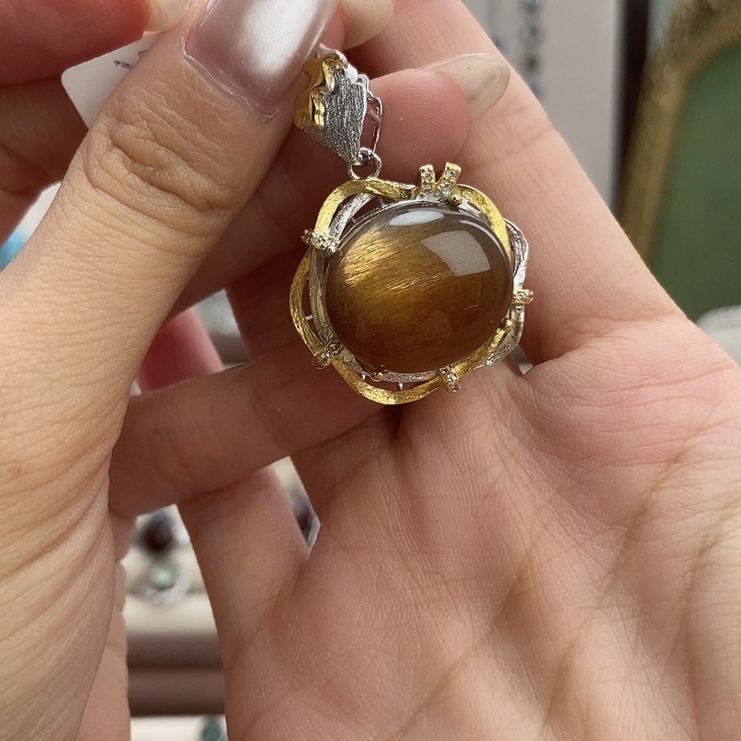 五***圈水晶戒指银S925镶嵌金骨干吊坠