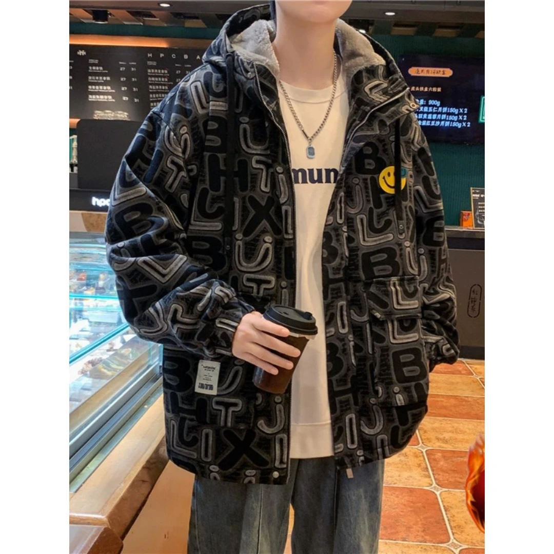 FAVMARTHA美国时尚品牌冬季男士棉大衣，青少年和学生，