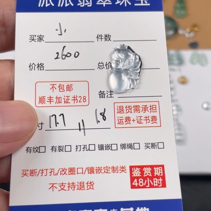 颈饰未镶嵌翡翠小**子