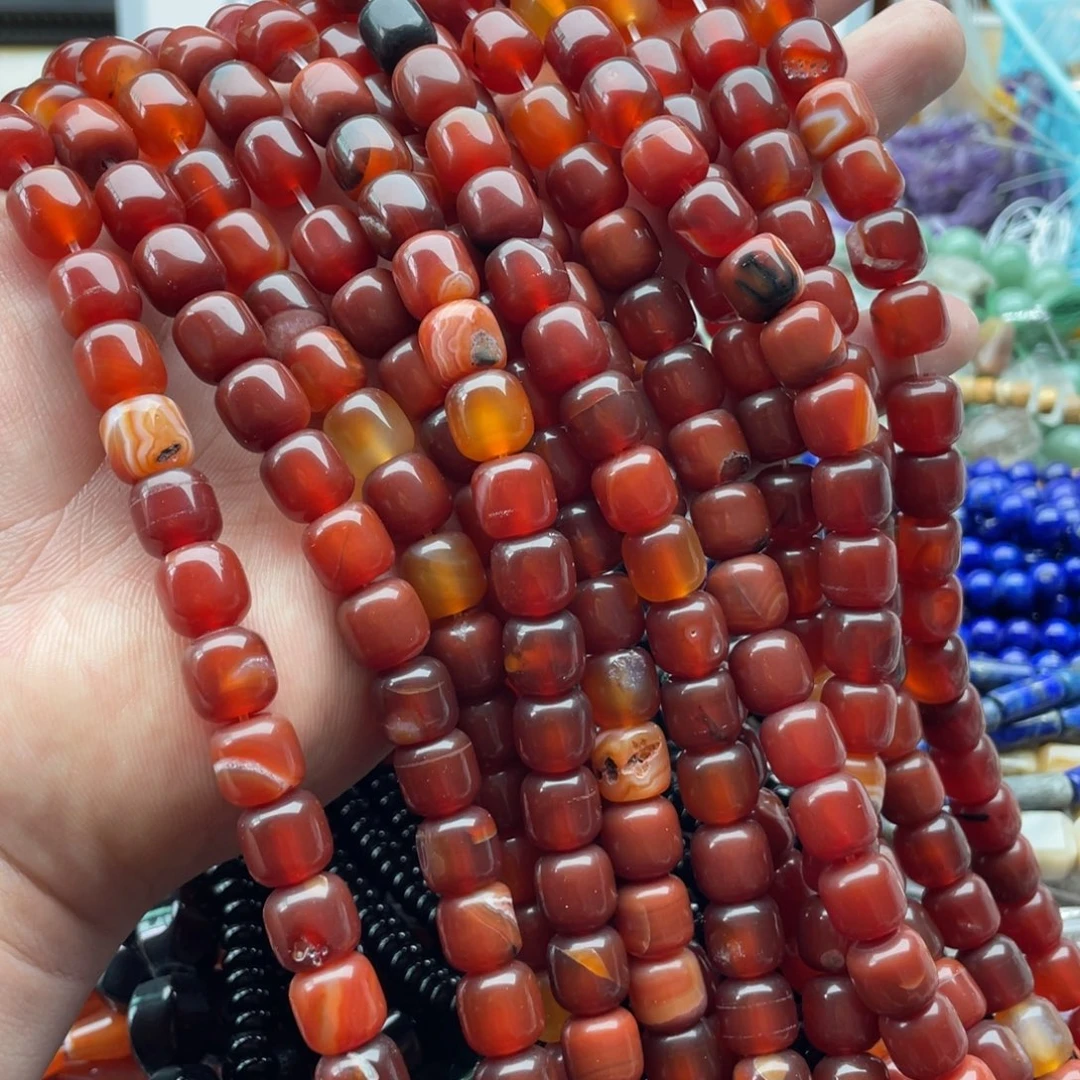 玛瑙/玉髓合金珠宝半成品一条装卡10mm红玛瑙老型珠
