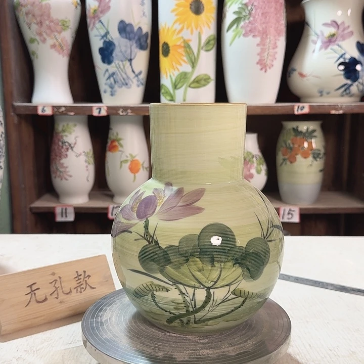 陶天球油画荷花陶瓷