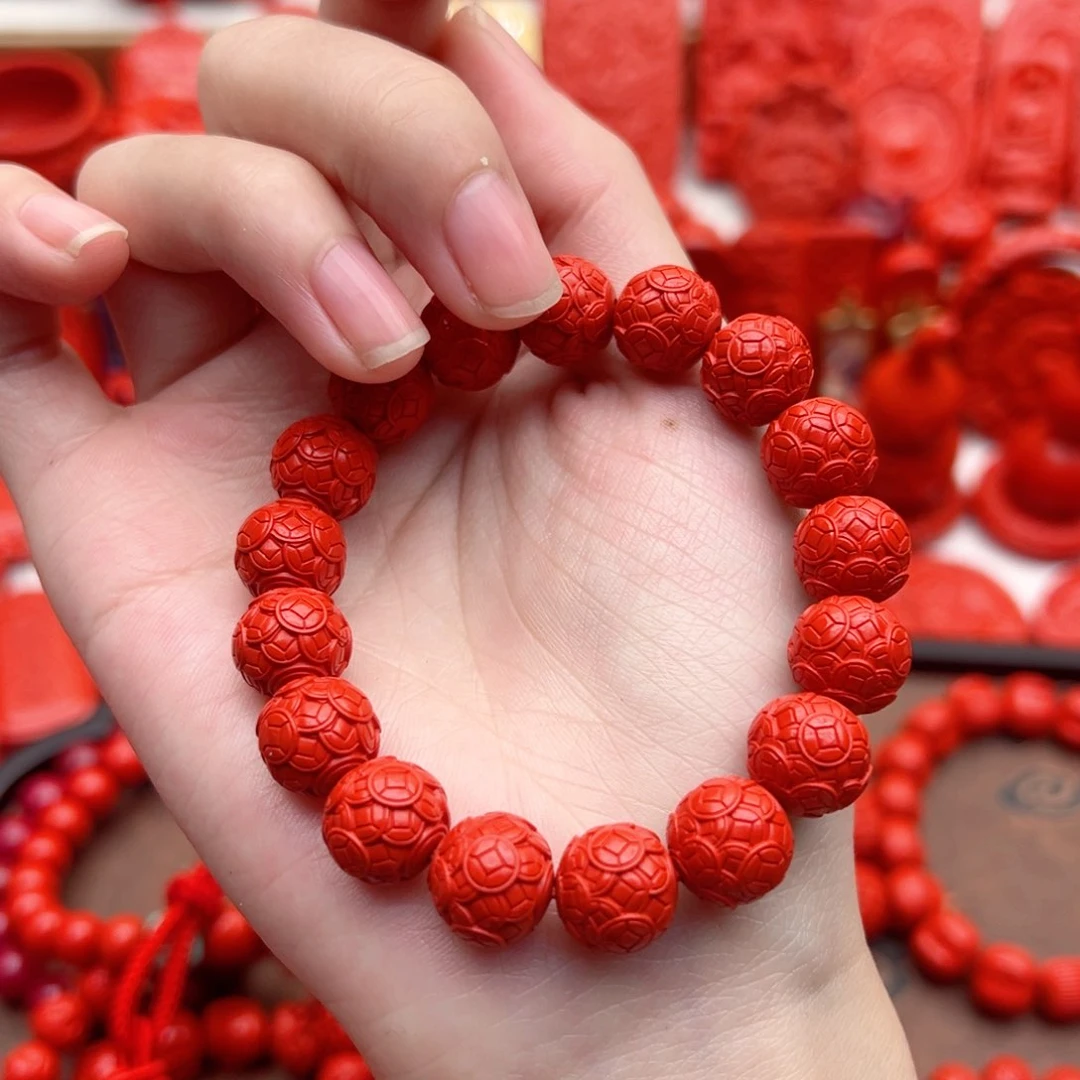 天然辰砂钱多多手串
