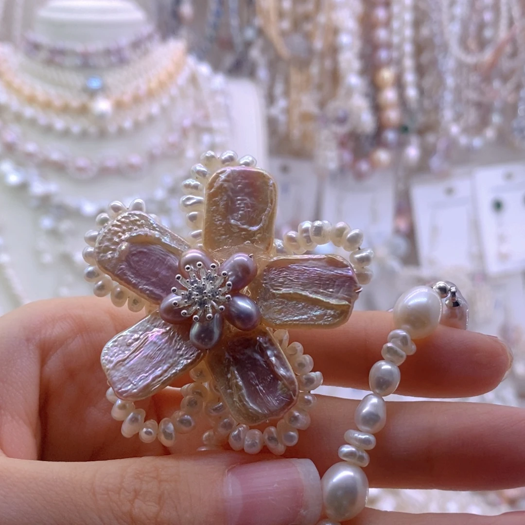 手绳银S925镶嵌淡水珍珠项链