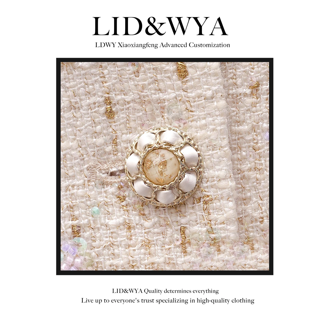 【白金秀场】2024冬季新款重工刺绣钉珠甜美加绒小香风套装09181