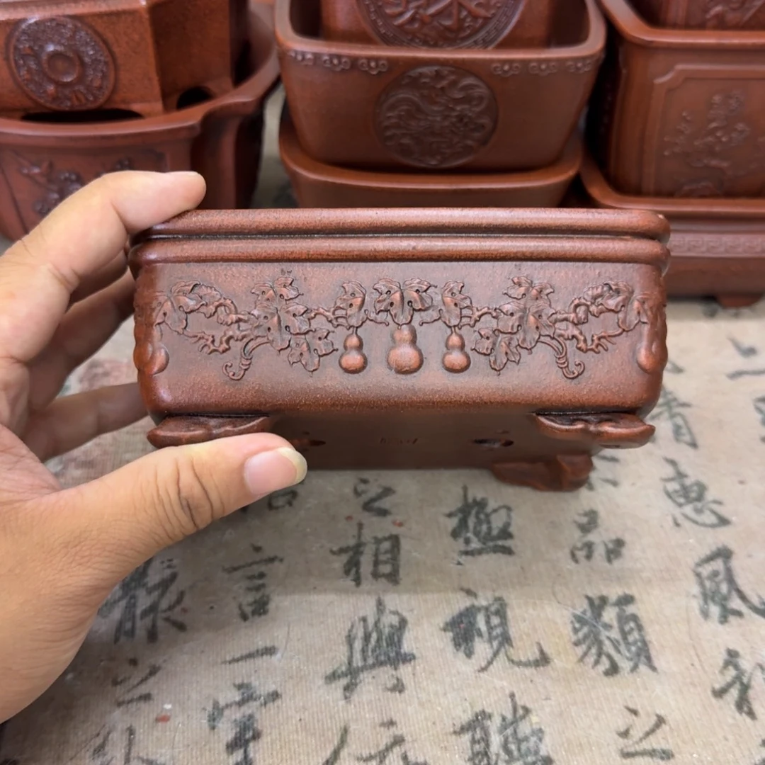 紫砂花盆14x10.5x5内经紫砂花盆