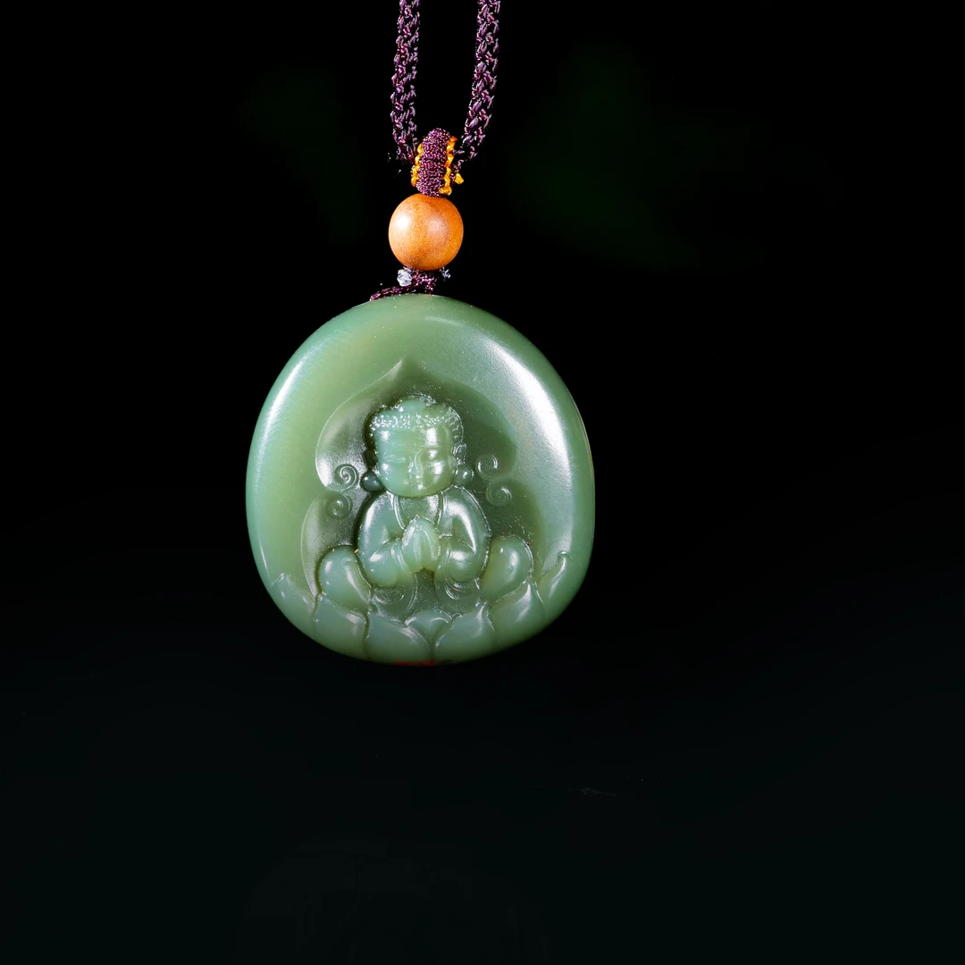 【小雨来了】和田玉碧玉抱抱佛吊坠 挂坠 多样性发一件