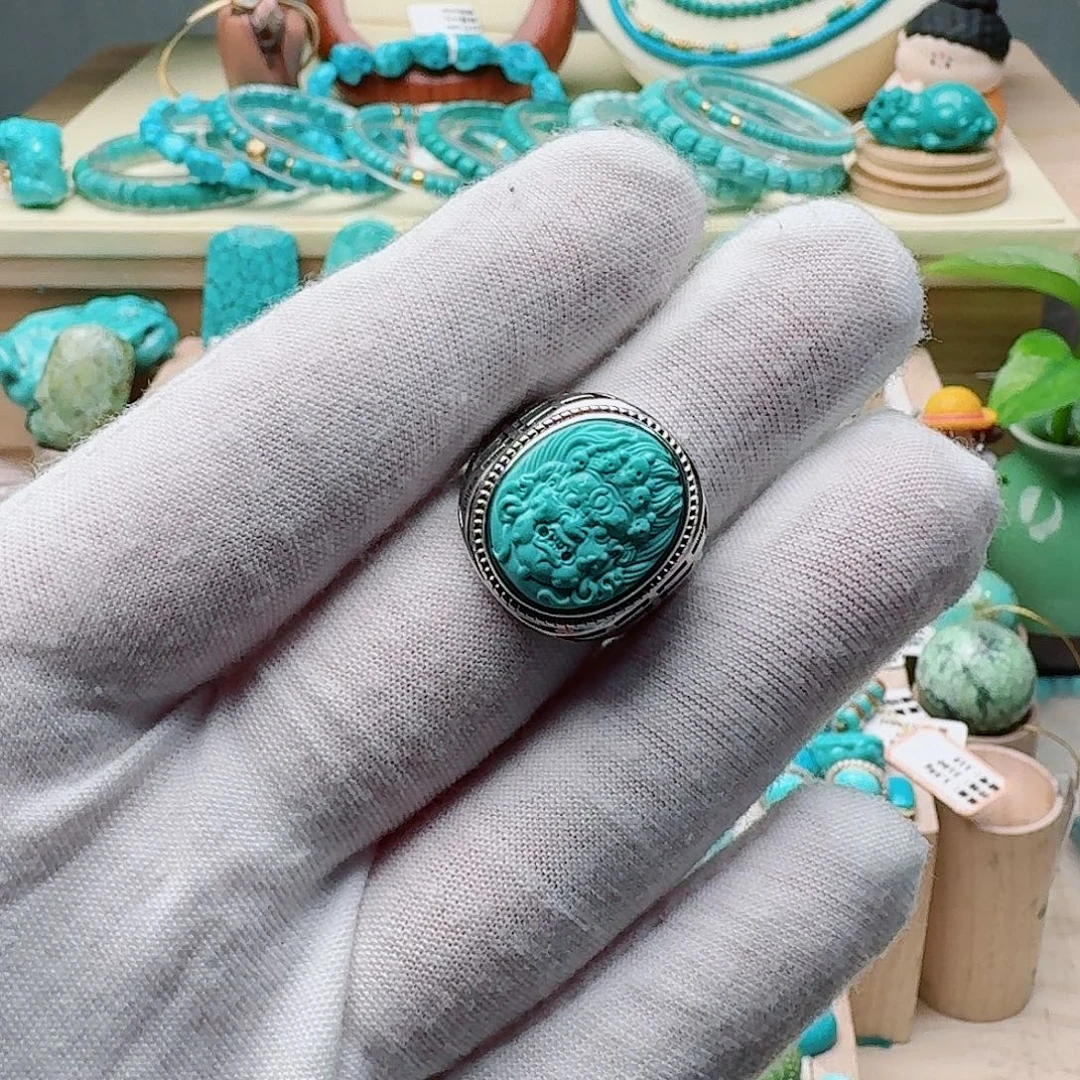 绿松石银S925镶嵌戒指